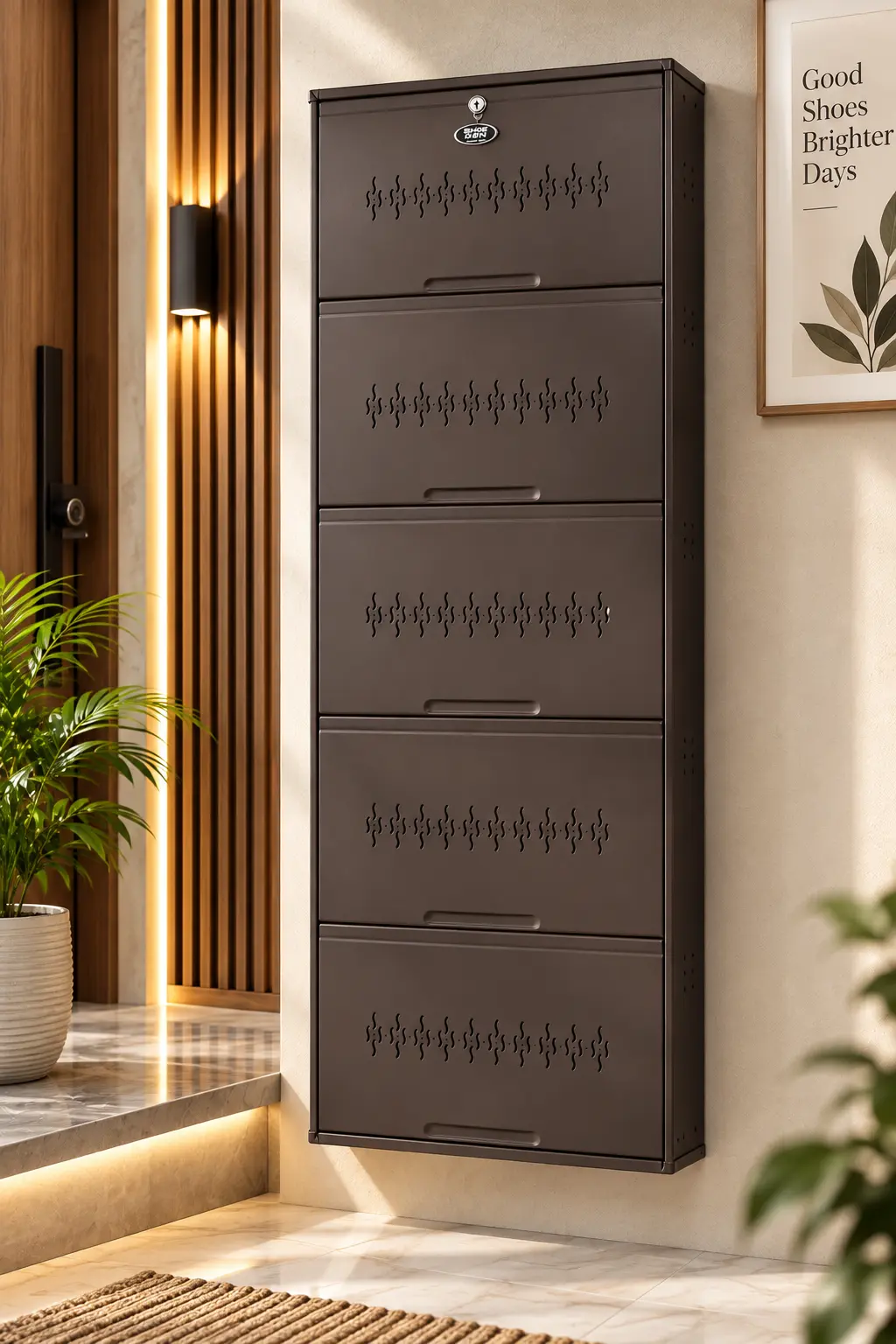 5 DOOR Shoe Rack (15 Pairs) in Coffee Brown view 2